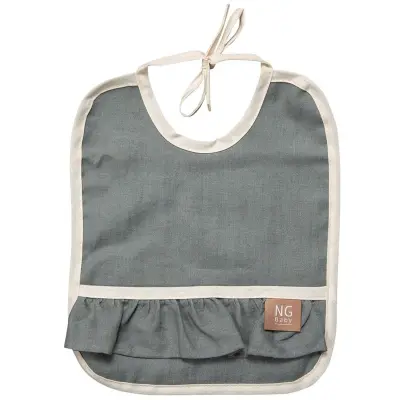 NG Baby haklapp med volang MOOD, petrol green