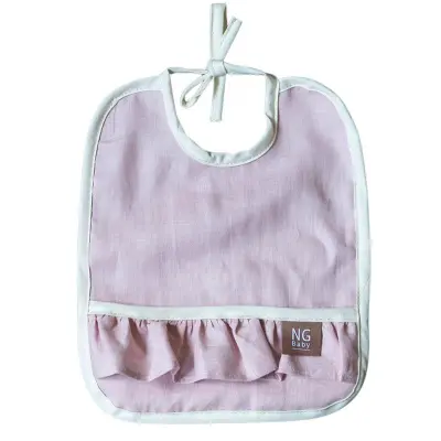 NG Baby haklapp med volang MOOD, rose