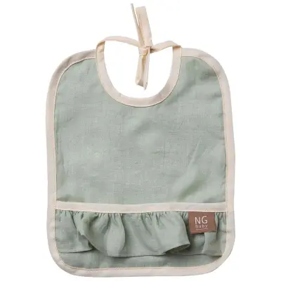 NG Baby haklapp med volang MOOD, sage green
