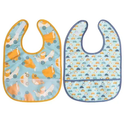 Rätt Start haklapp bilar 2-pack, gul/blå