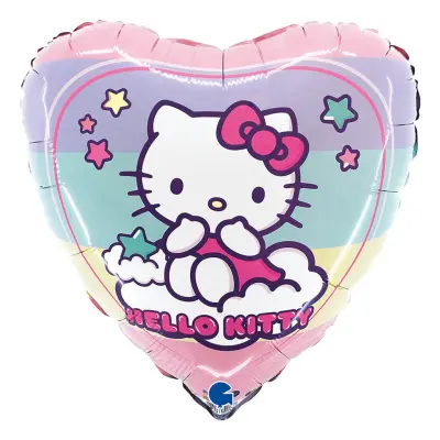 Folieballong Hjärta Hello Kitty Rainbow