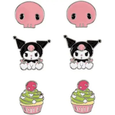 Hello Kitty - Anime Stiftörhängenset - Kuromi - för  flerfärgad