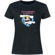 Hello Kitty - Anime T-shirt - Hello Kitty & Powerpuff Girls - Cinnamoroll X Bubbles - S XXL - för Dam - svart