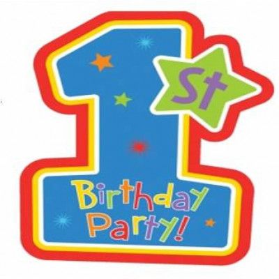 1-årskalas i blått inbjudningskort 8-pack