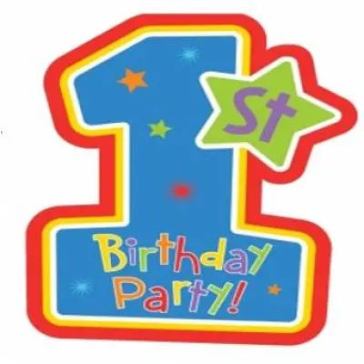 1-årskalas i blått inbjudningskort 8-pack