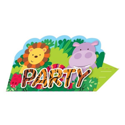 Amscan Jungle Animals, Inbjudningskort 8-pack