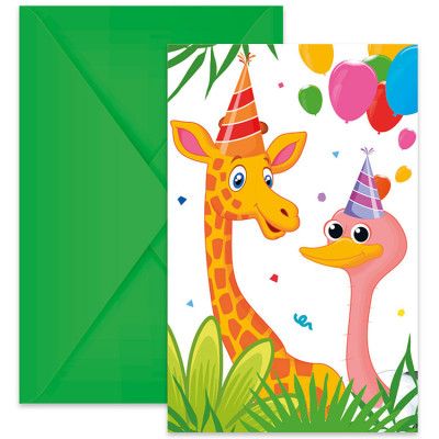 Djungelkalas Inbjudningskort 6-pack