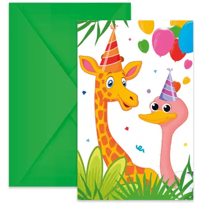 Djungelkalas Inbjudningskort 6-pack