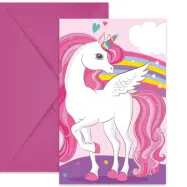 Enhörning Regnbåge Inbjudningskort 6-pack