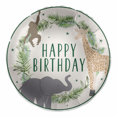 Folieballong Happy Birthday Djungeldjur