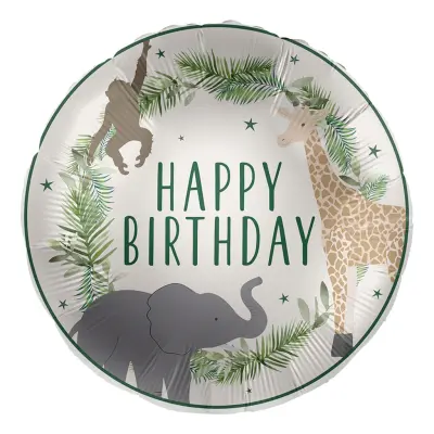 Folieballong Happy Birthday Djungeldjur