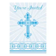 Inbjudningskort Kors Blå - 8-pack
