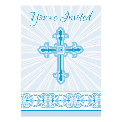 Inbjudningskort Kors Blå - 8-pack
