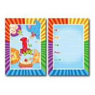 Inbjudningskort 1 årskalas 8-pack