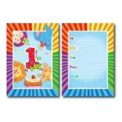 Inbjudningskort 1 årskalas 8-pack