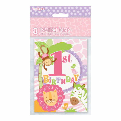 Inbjudningskort 1-årskalas Rosa