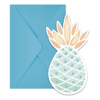 Inbjudningskort Ananas - 6-pack