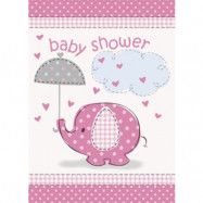 Inbjudningskort baby shower rosa elefant 8-pack