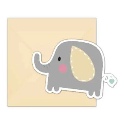 Inbjudningskort Babyshower Elefant - 6-pack