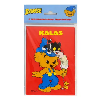 Inbjudningskort Bamse med Kuvert - 8-pack