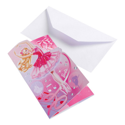 Inbjudningskort Barbie - 6-pack