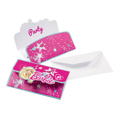 Inbjudningskort Barbie Popstar - 8-pack