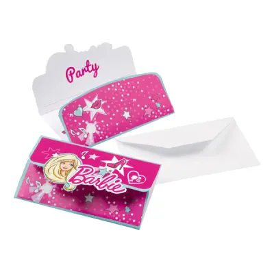 Inbjudningskort Barbie Popstar - 8-pack