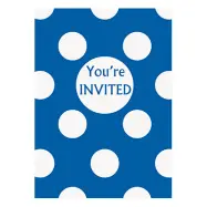 Inbjudningskort Blå Prickiga - 8-pack