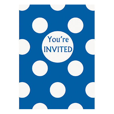 Inbjudningskort Blå Prickiga - 8-pack