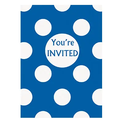 Inbjudningskort Blå Prickiga - 8-pack