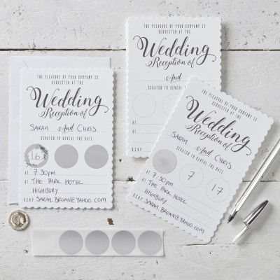 Inbjudningskort Bröllop Scratch Vit/Guld