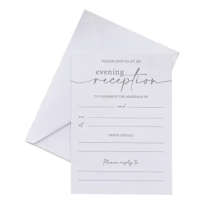 Inbjudningskort Bröllop Vit - 10-pack