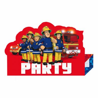 Inbjudningskort Brandman Sam - 8-pack