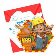 Inbjudningskort Byggare Bob 6-pack