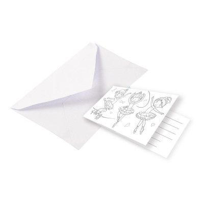 Inbjudningskort Dansande Ballerina - 8-pack