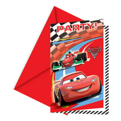 Inbjudningskort Disney Bilar - 6-pack