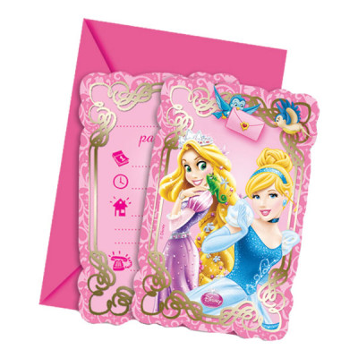 Inbjudningskort Disney Prinsessor - 6-pack
