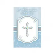 Inbjudningskort dop blå elegance 20-pack