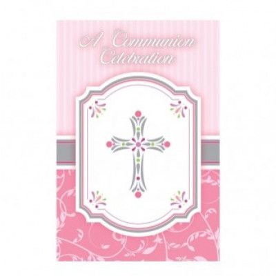 Inbjudningskort dop rosa elegance 20-pack