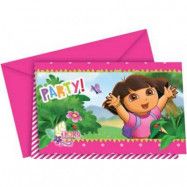 Inbjudningskort Dora 6-pack