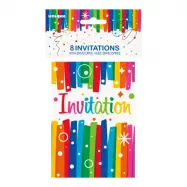 Inbjudningskort Födelsedag Regnbåge - 8-pack