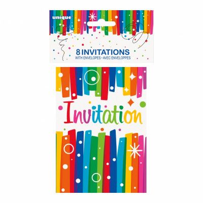 Inbjudningskort Födelsedag Regnbåge - 8-pack