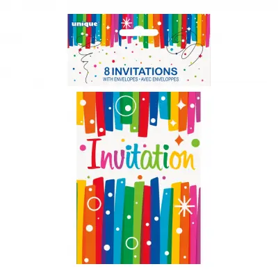 Inbjudningskort Födelsedag Regnbåge - 8-pack
