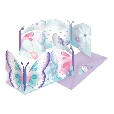 Inbjudningskort Fjäril - 8-pack