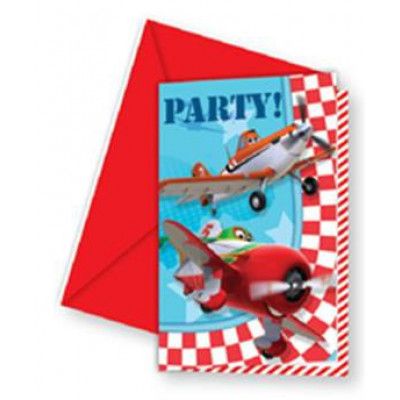 Inbjudningskort Flygplan / Planes 6-pack