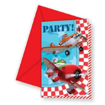 Inbjudningskort Flygplan / Planes 6-pack