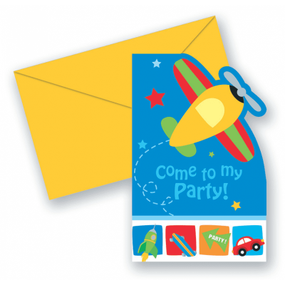 Inbjudningskort Flygplan 6-pack