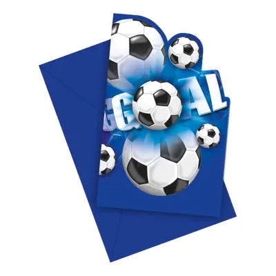 Inbjudningskort Fotboll Blå - 6-pack
