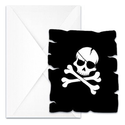 Inbjudningskort Jolly Roger - 6-pack