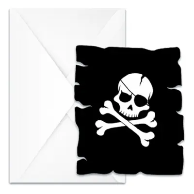 Inbjudningskort Jolly Roger - 6-pack